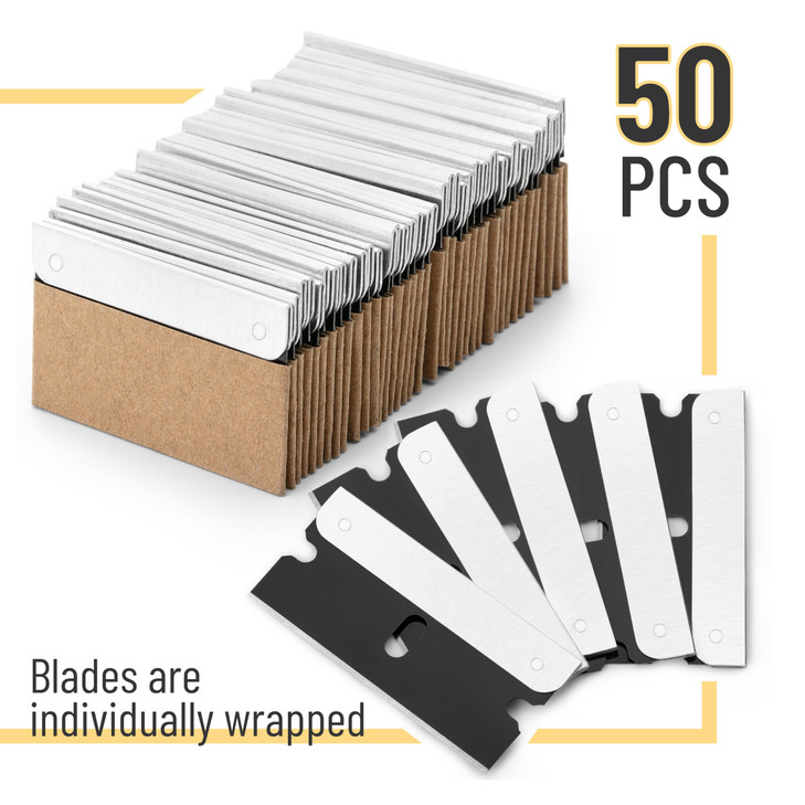 Bates 50 pc Razor Blades Flat Scraper Blades One Edge Razor Blades