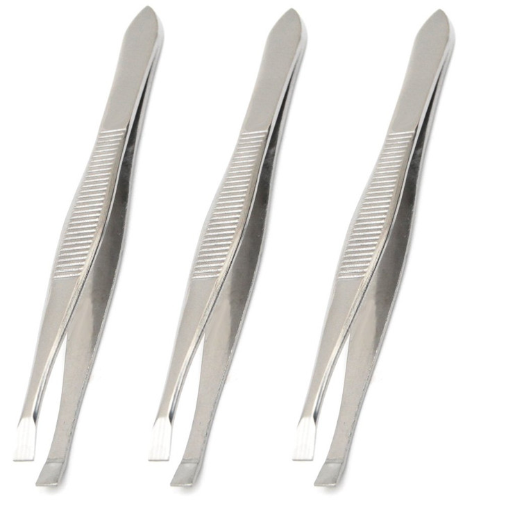 Luxxii 3 Pack Flat Tweezers Stainless Steel Flat Tweezers Hair Plucker for Hair and Eyebrows Personal Care CFLAT