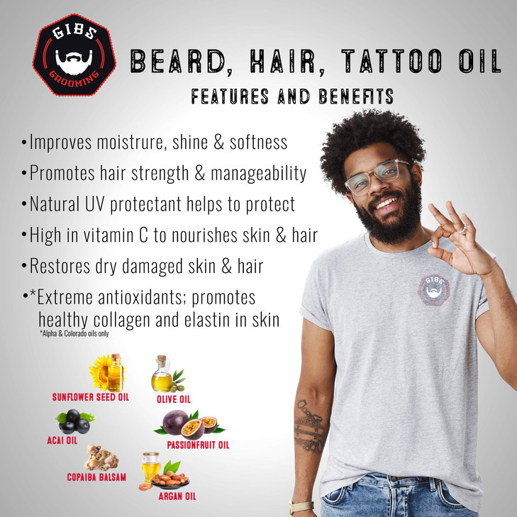 GIBS Grooming Alpha Male Beard Hair Tattoo Oil 1 Fl Oz