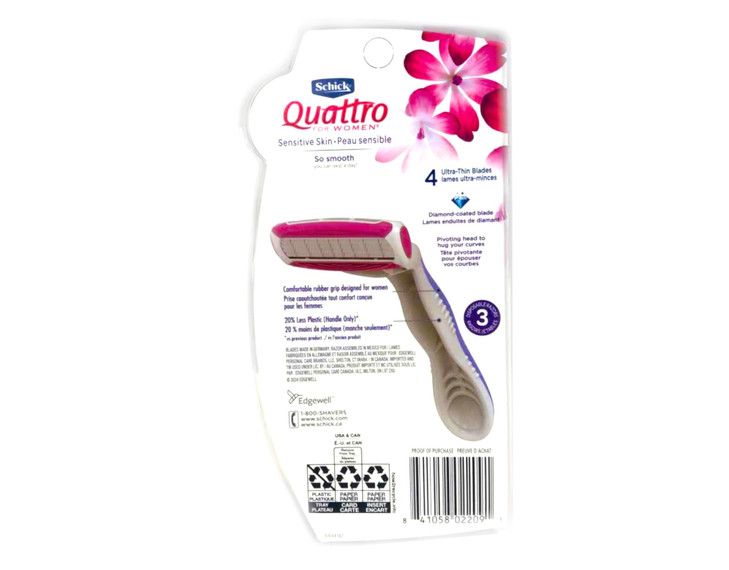 Schick Quattro for Women Disposable Sensitive Skin 3 Count Pack of 1