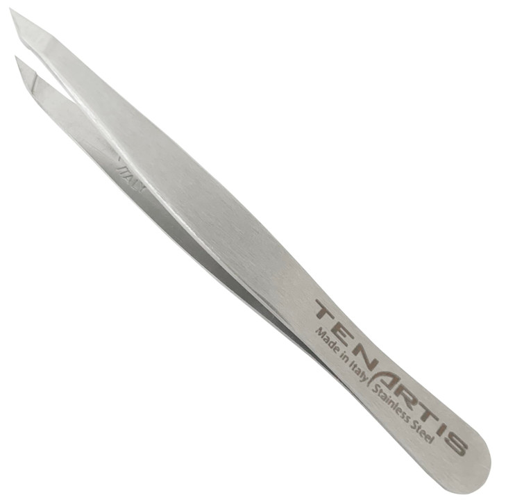 Pointed Slant Hair Tweezers Stainless Steel Tenartis Made in Italy