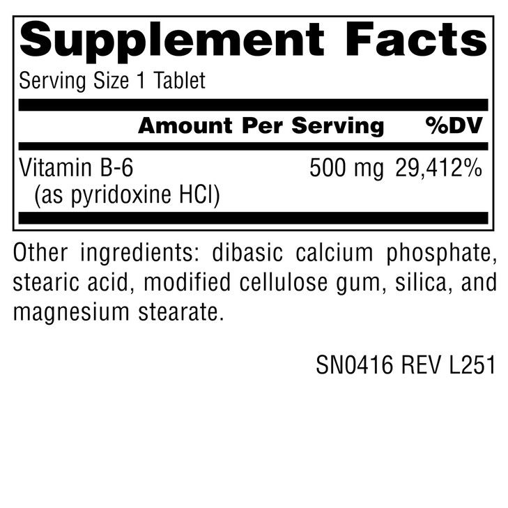 Source Naturals Vitamin B-6-500 mg, 100 Tablets