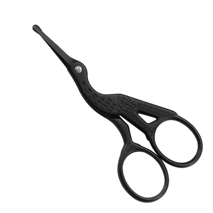 LIVINGO 35 Rounded Tip Vintage Stork Scissors Professional Stainless Steel with Black Titanium Coated Cuticle Pedicure B