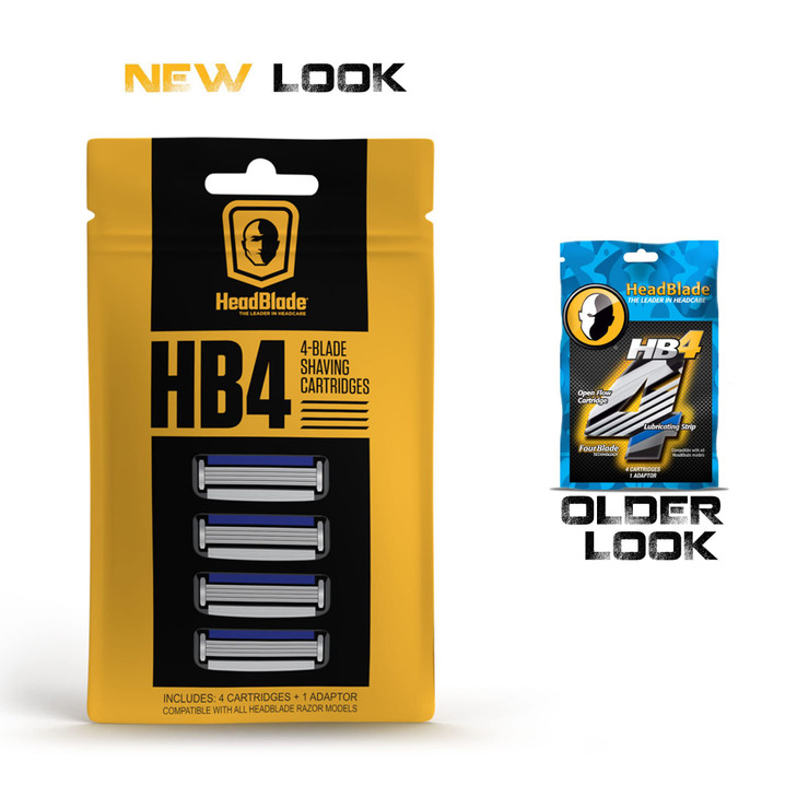 HeadBlade Mens HB4 Refill Shaving Razor Blades 4 Stainless Steel Blades for No Tugging or Pulling Shave Less Works for F