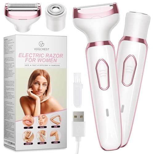 Electric Razor Shaver Trimmer for Women 2 in 1 Painless Body Razors and Facial Hair Remover Rechargeable Hair Removal Ki
