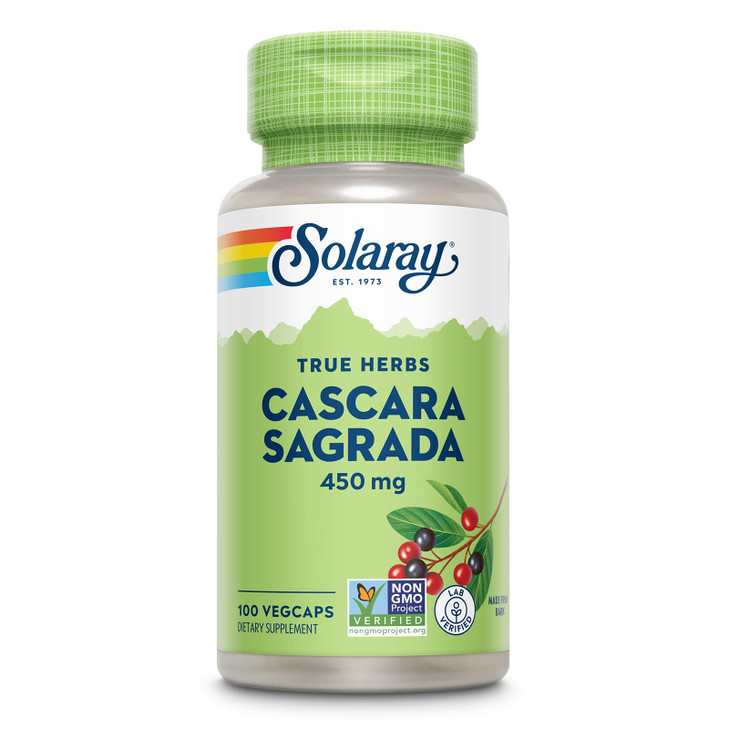 SOLARAY Cascara Sagrada 450 mg - Traditional Herb - Non,GMO, Lab Verified, 60 Day Money-Back Guarantee - 100 Servings, 100 VegCaps