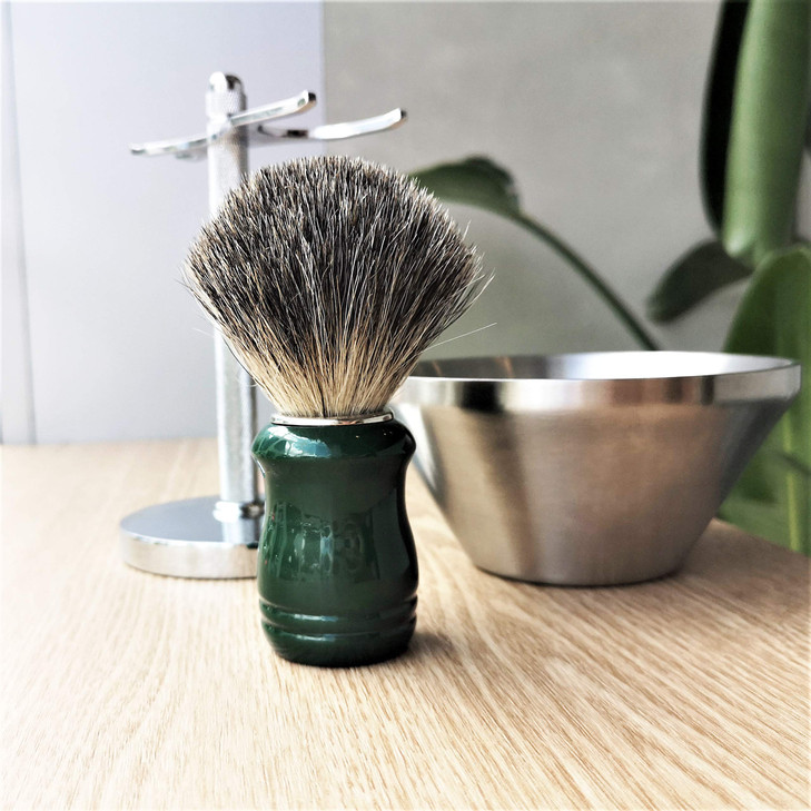 JeCo Shaving SetPure badger Hair Shaving Brush with Steel Stand and Steel Bowl