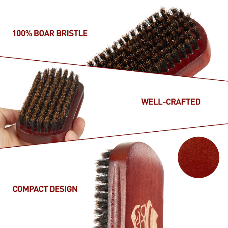 Beard Brush 100 Boar Bristle Natural Black Walnut Wood Beard Comb Hair Mustache Shaving Brush Facial Hair Brush