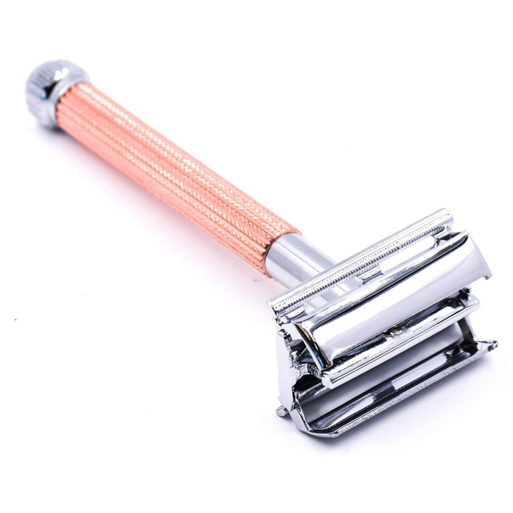 Parker 29L Rose Gold Long Handle Butterfly Open Double Edge Safety Razor for Men Women 5 Parker Premium Platinum Double