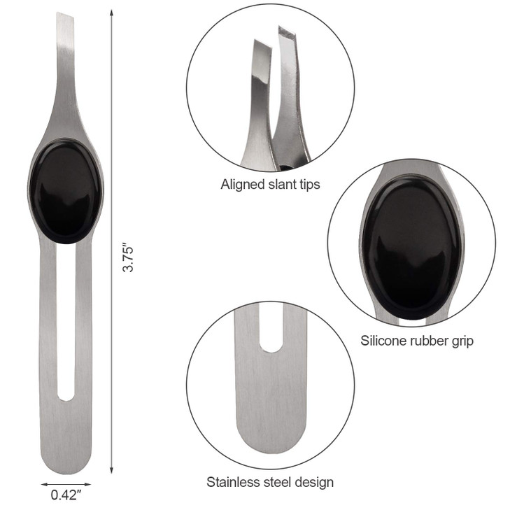 ANCIRS 4 Pack Tip Tweezers for Eyebrow NonSlip Grip Tip Tweezers Professional Stainless Steel Precision Pointed Blackhea