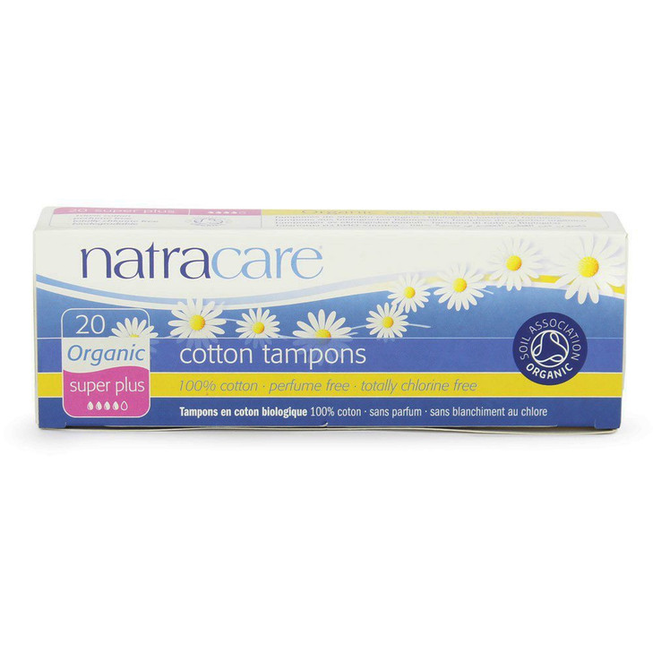 Natracare Non-Applicator 100% Organic Cotton Tampons, Super Plus, Totally Chlorine Free, Biodegradable and Compostable (1 Pack, 20 Tampons Total)