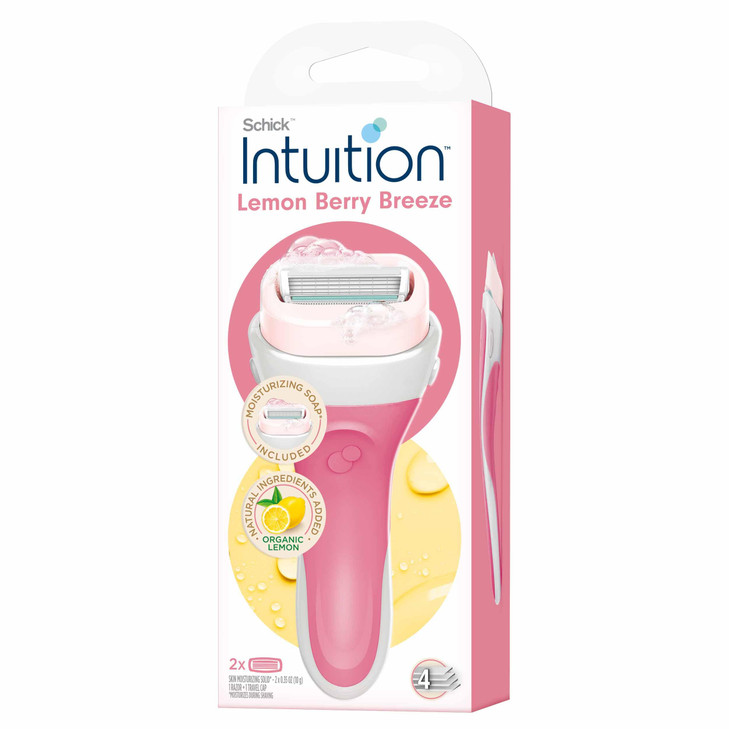 Schick Intuition Lemon Berry Breeze Razors for Women 1 Razor 2 Intuition Razor Blades Refill with Organic Lemon