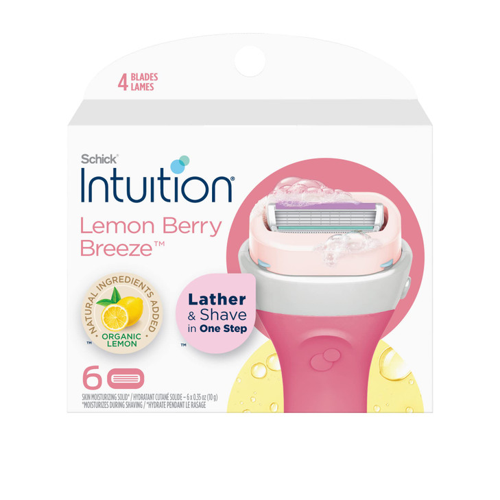 Schick Intuition Refill Lemon Berry Breeze Razors for Women Intuition Razor Blades Refill with Organic Lemon 6 Count Raz