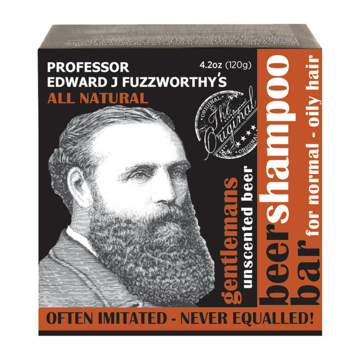 Professor Fuzzworthys Gentlemans Beer Shampoo Bar for Men Normal Dry Oily Hair Unscented with All Natural Conditioning O