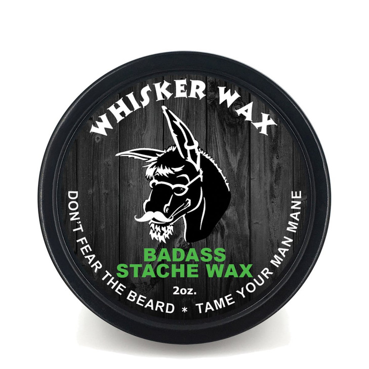 Badass Beard Care Mustache Wax For Men 2 oz Made with All Natural Butters and Waxes Medium Hold Keeps Mustache Looking a