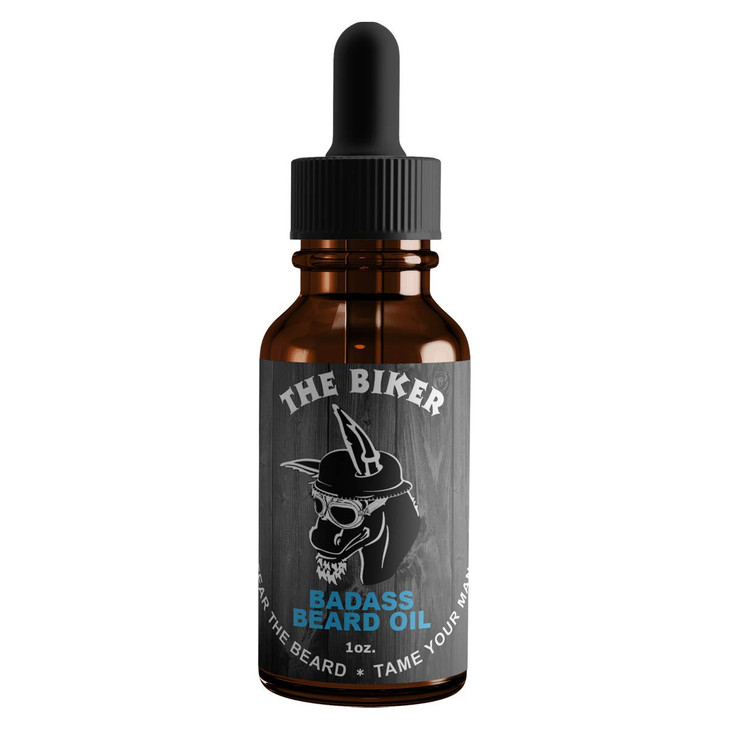 Badass Beard Care Oil for Men The Biker Scent 1 oz All Natural Ingredients Keeps Beard and Mustache Full Soft and Health