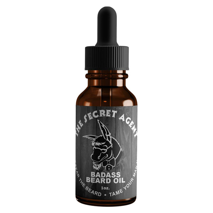 Badass Beard Care Oil For Men Secret Agent Scent 1 Ounce All Natural Ingredients Keeps Beard and Mustache Full Soft and