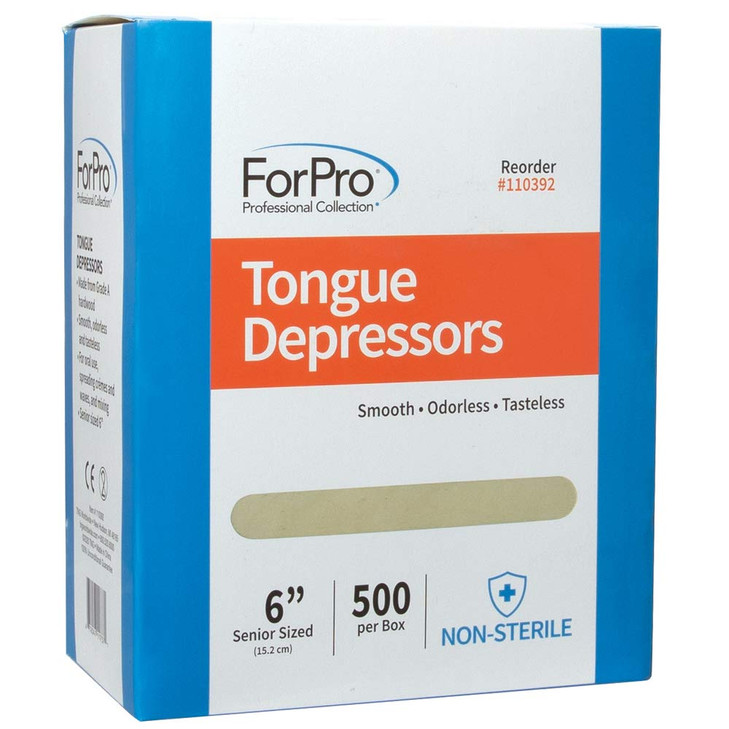 ForPro Professional Collection Senior Tongue Depressors Large Wax Applicators Wood Craft Sticks 6 Senior Sized NonSteril