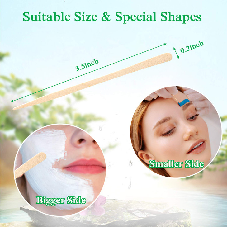 JANYUN 200 Pcs Eyebrow Wax Sticks Wax Applicator Wood Wax Spatulas for Face and Small Hair Removal Sticks Without Handle