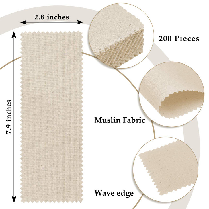 Whaline 200Pcs Fabric Wax Strip Natural Muslin Epilating Wax Strips Facial Hair Removal 79 x 28 Inch Large Cotton Cloth