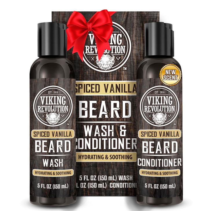 Viking Revolution Beard Wash and Beard Conditioner for Men with Argan Oil and Jojoba Oil Beard Softener and Strengthener