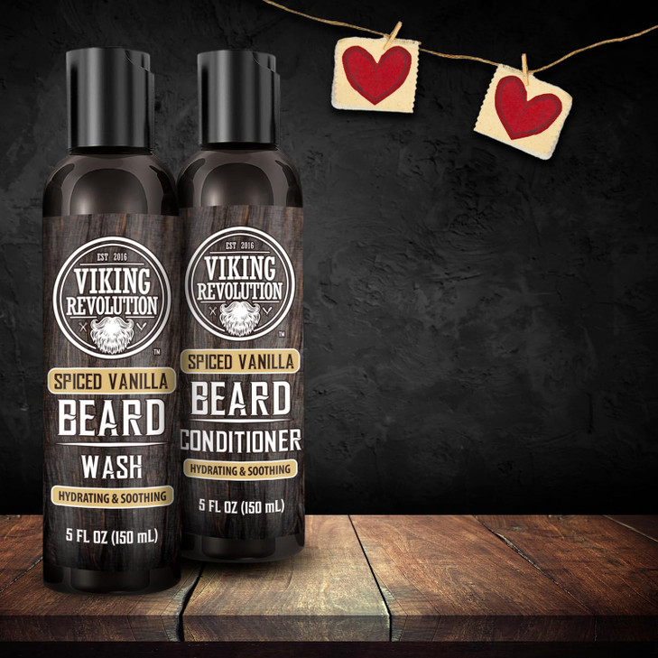 Viking Revolution Beard Wash and Beard Conditioner for Men with Argan Oil and Jojoba Oil Beard Softener and Strengthener