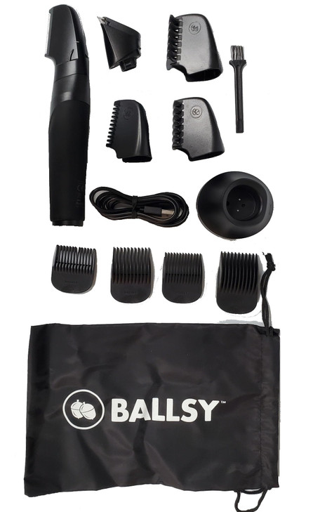 Ballsy B2 Groin Body Trimmer for Men Includes 2 Quick Change Heads Waterproof Cordless Charging Base for The Ultimate Cl