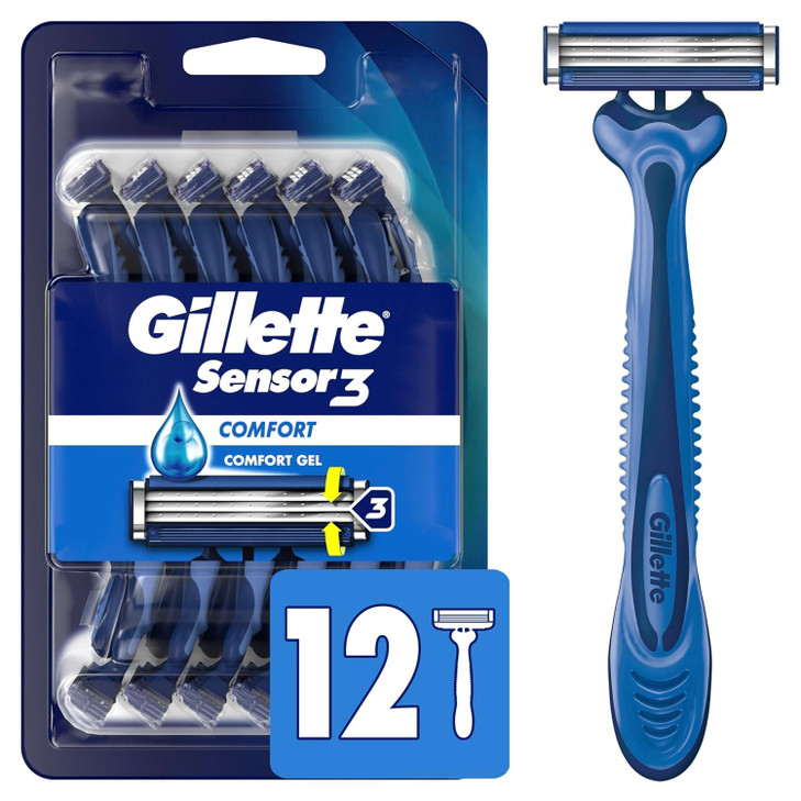 Gillette Sensor3 Comfort Mens Disposable Razors 12 Razors