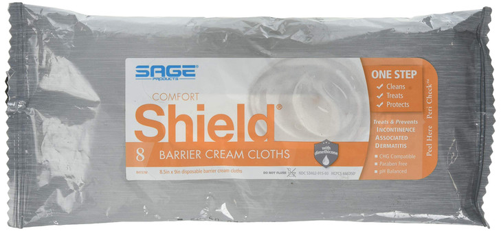 Comfort Shield Barrier Cream Cloths for Incontinence Skin Care 1 Package 8 ClothsPkg Incontinence Wipes 1 Package 8 Wipe