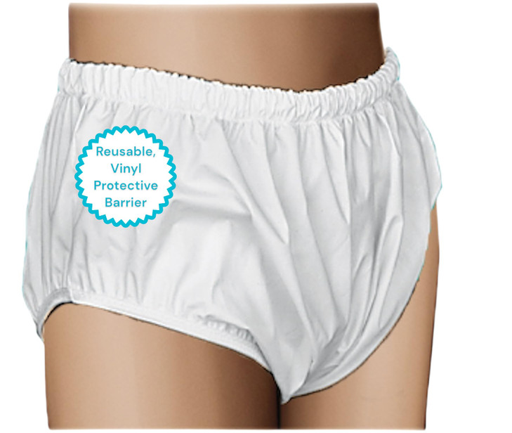 Essential Medical Supply QuikSorb Pull On Reusable Vinyl Incontinent Pants Large Size from 38in to 44in Durable and Comf