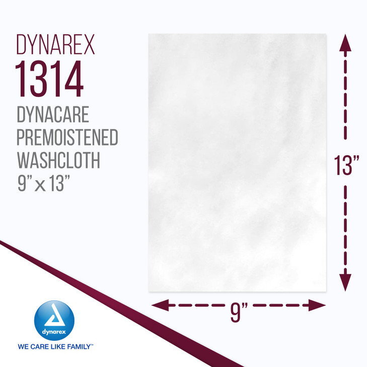 Dynarex Personal Cleansing Washcloth PreMoistened Wet Wipes with Lanolin Aloe Vera Disposable Sheets for Incontinence Pe