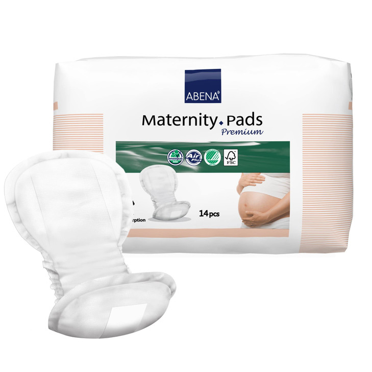 Abena Premium Maternity Pads Perfect for Postpartum Super Absorption 14 Count Packaging May Vary