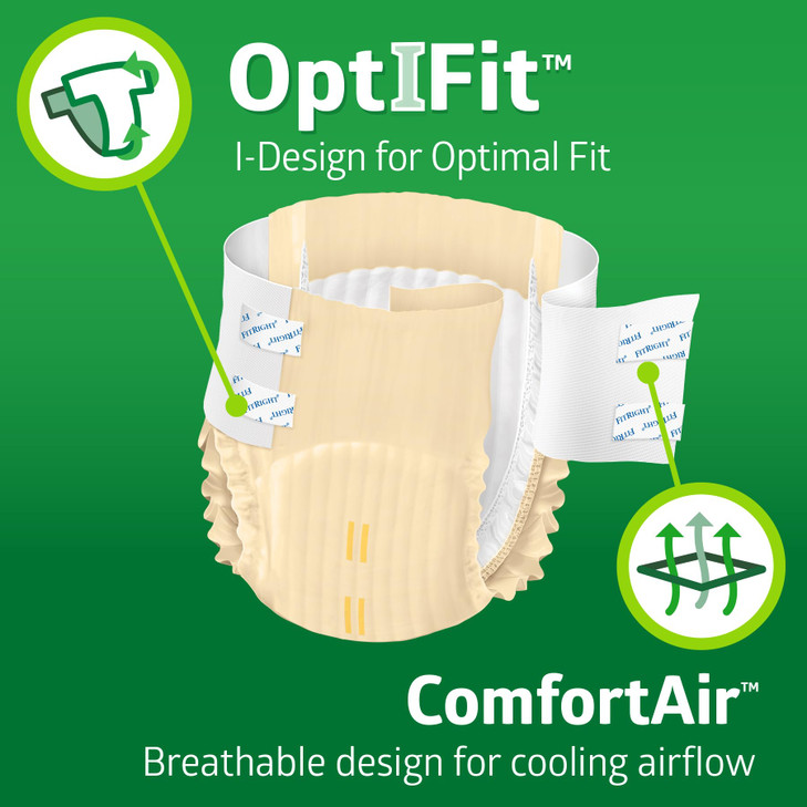 FitRight Adult Diapers Extra Heavy Absorbency XL Waist Size 56in64in 20 Count OptiFit Incontinence Briefs for Men and Wo