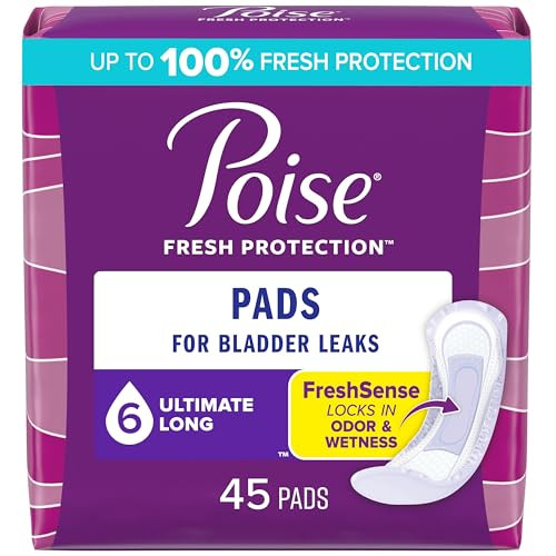 Poise Incontinence Pads Postpartum Incontinence Pads 6 Drop Ultimate Absorbency Long Length 45 Count Packaging May Vary