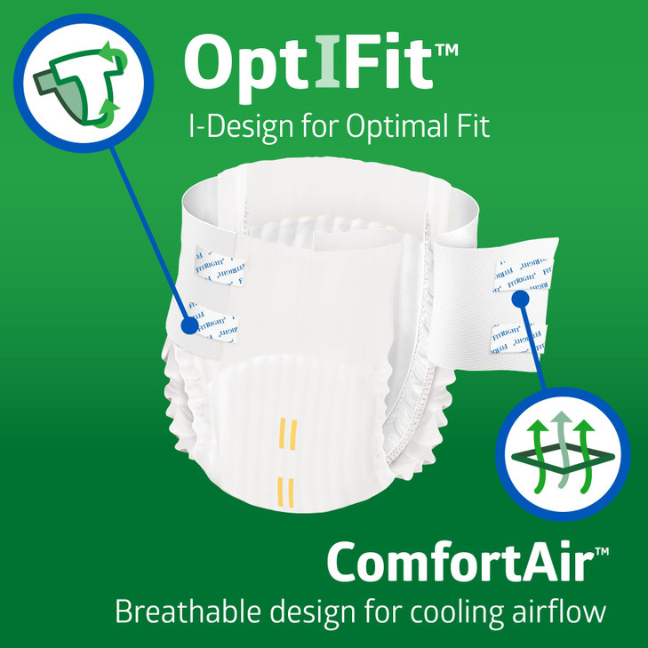 FitRight Adult Diapers Ultra Heavy Absorbency M Waist Size 32in44in 80 Count OptiFit Incontinence Briefs for Men and Wom