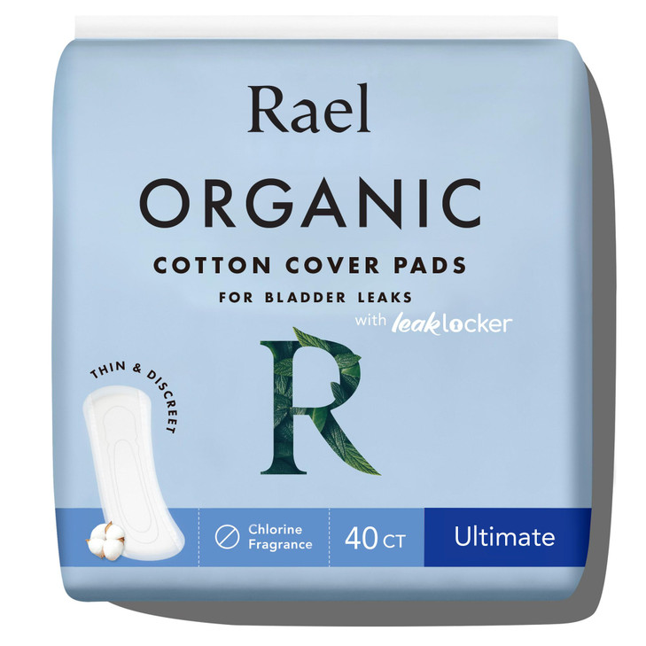 Rael Incontinence Pads for Women Organic Cotton Cover Postpartum Essential Heavy Absorbency Bladder Control 4Layer Core