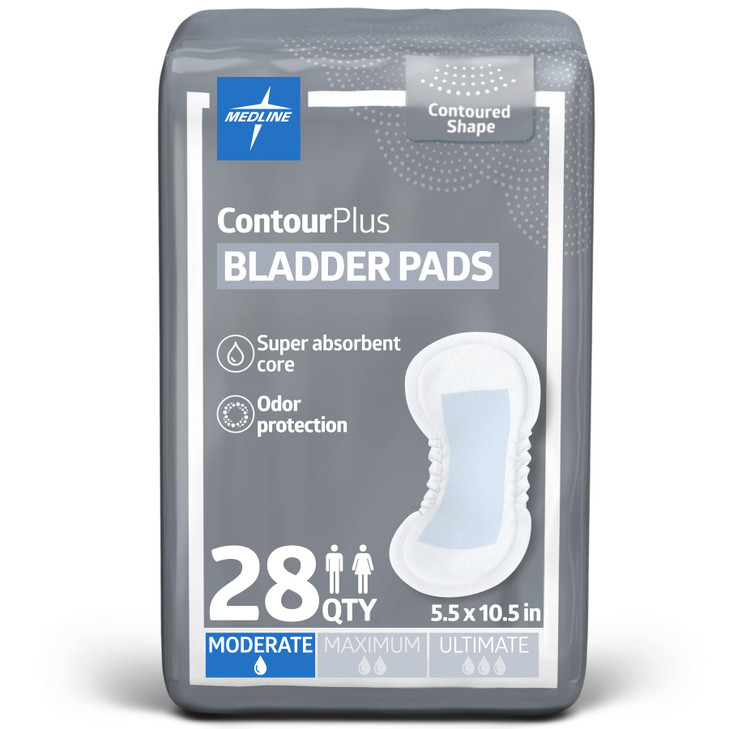 Medline ContourPlus Bladder Control Incontinence Pads Moderate Absorbency 55 x 105 28 Count