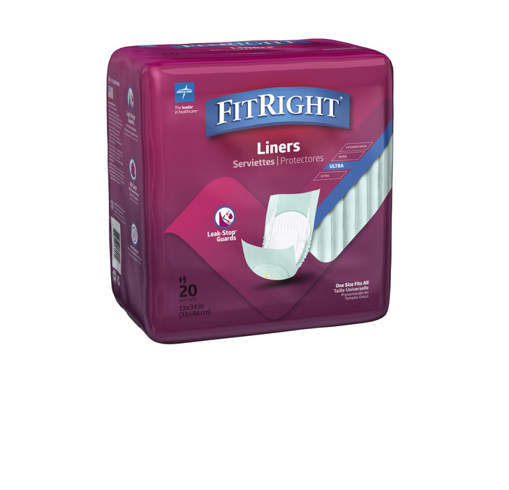 FitRight Incontinence Liners for Adults Maximum Absorbency Pack of 20