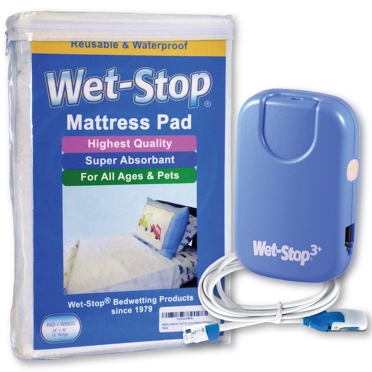 WetStop3 Kit Bedwetting Enuresis Alarm with Waterproof Bed Pad for Boys and Girls