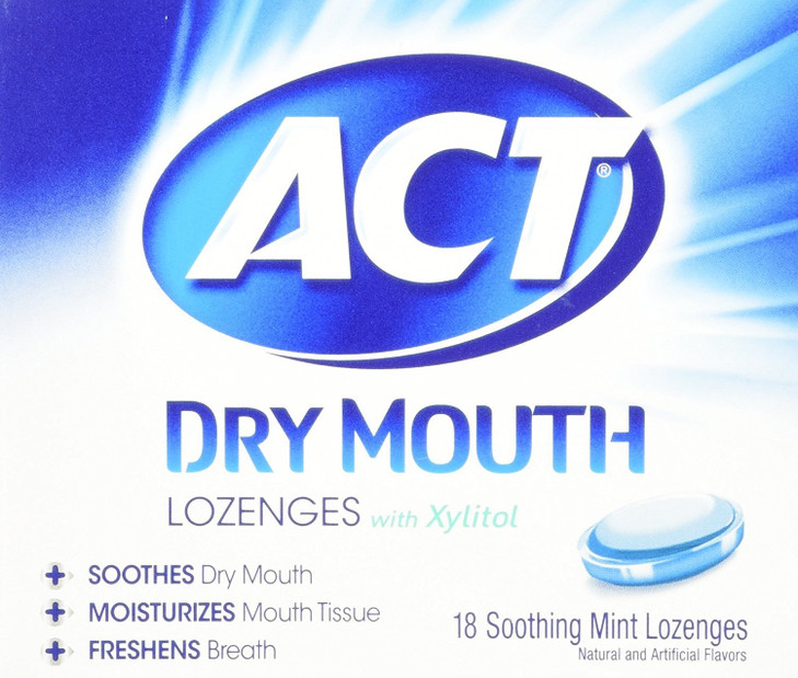ACT Dry Mouth Lozenges With Xylitol 18 Count Pack of 1 Packaging May Vary