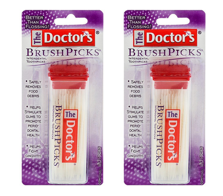 The Doctors BrushPicks Interdental Toothpicks 120Picks per Pack 2Pack