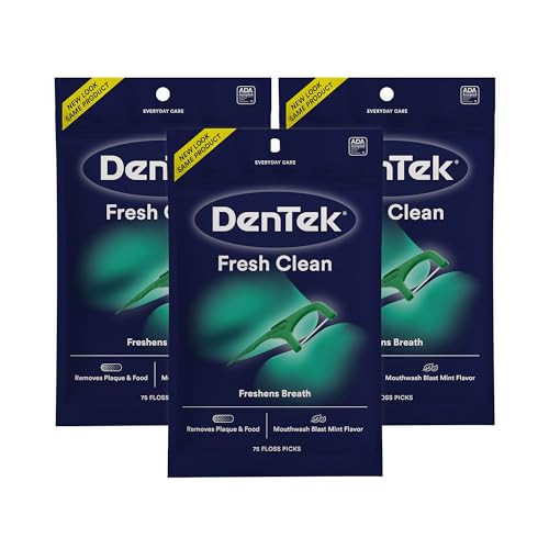 DenTek Fresh Clean Floss Picks For Extra Tight Teeth 75 Count 3 Pack