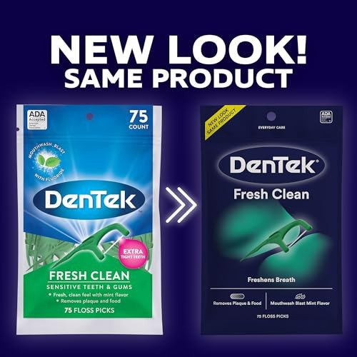 DenTek Fresh Clean Floss Picks For Extra Tight Teeth 75 Count 3 Pack