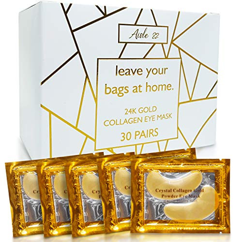 30 Pairs 24K Gold Under Eye Patches for Women Collagen Gold Masks for Dark Circles and Puffiness Under Eye Bags Treatmen