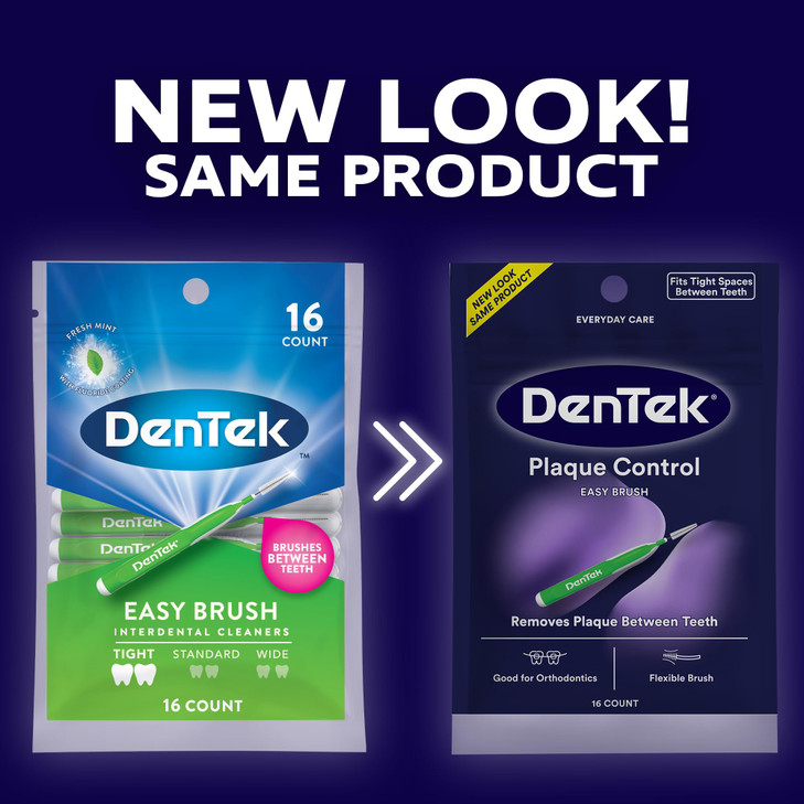 DenTek Plaque Control Interdental Brushes for Cleaning Between Teeth Safe for Braces Dental Work 16 Count Pack of 3