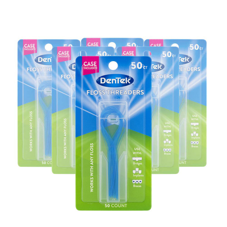 DenTek Floss Threaders For Braces Bridges and Implants 50 Count Pack of 6