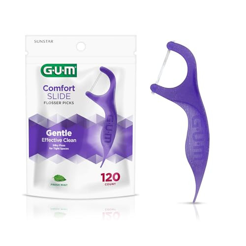 GUM Comfort Slide Floss Picks Perfect for Tight Teeth Extra Strong ShredResistant Dental Floss Easy Grip Handle Dental F