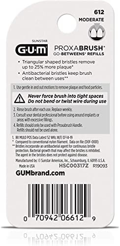 GUM GoBetweens Proxabrush Refills Moderate 612 8 Each Pack of 2