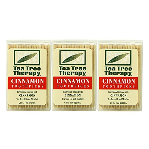 Tea Tree Therapy Toothpicks Cinnamon 100 Count 3Pack