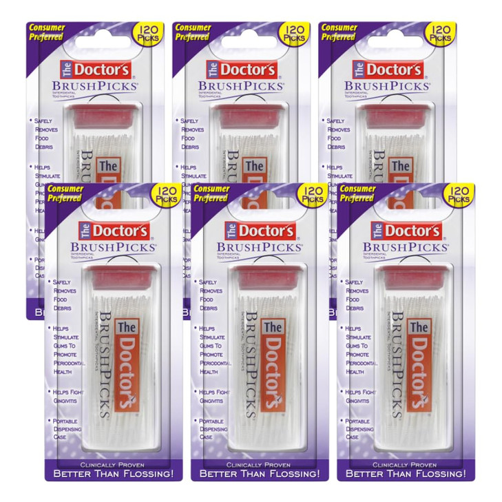 The Doctors BrushPicks Interdental Toothpicks 120 Count Pack of 6